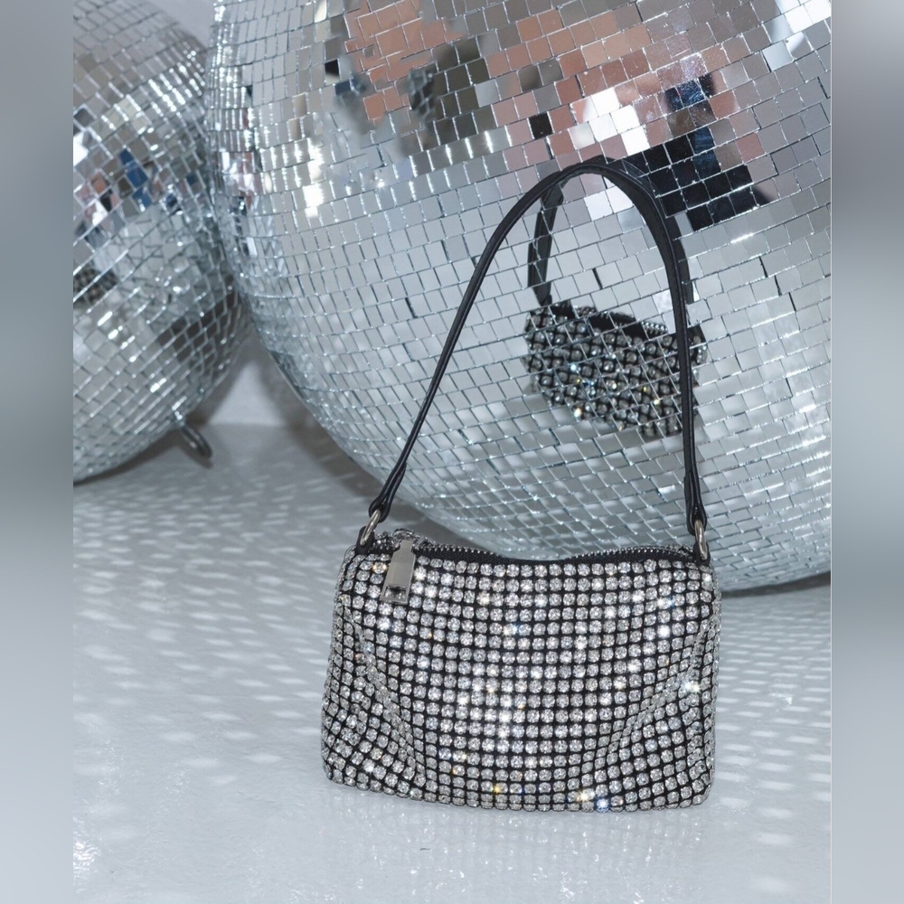 Urban Expressions Ginger Evening Rhinestone Mini Bag Silver Black